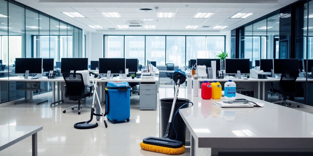 Moderne Reinigungsgeräte in einem sauberen Büro.