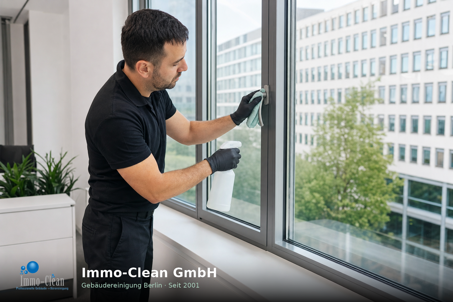 Glasureinigung Buero Berlin - Unbeschichtetes Glas: Abziehertechnik Beschichtetes Glas: Mikrofaser