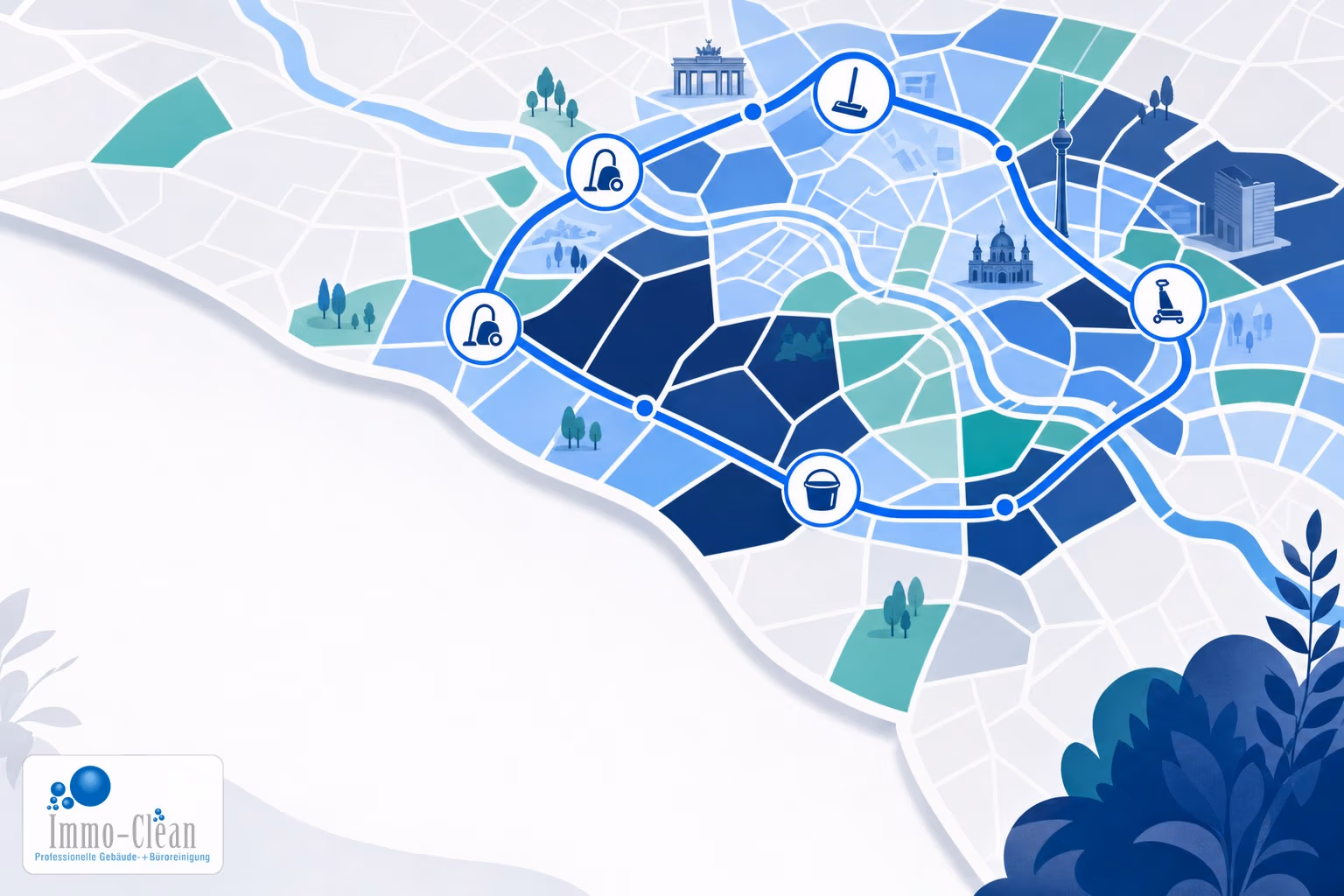 Illustration: Service areas of commercial cleaning in Berlin and Brandenburg
