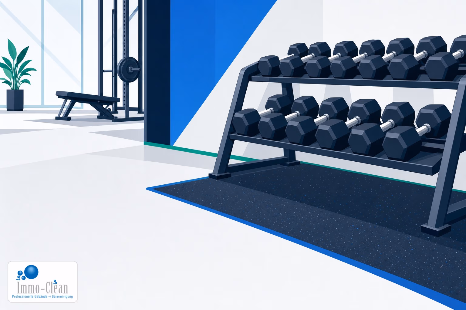 Illustration: Reinigung Fitnessstudio – Ablauf und typische Kundenfragen