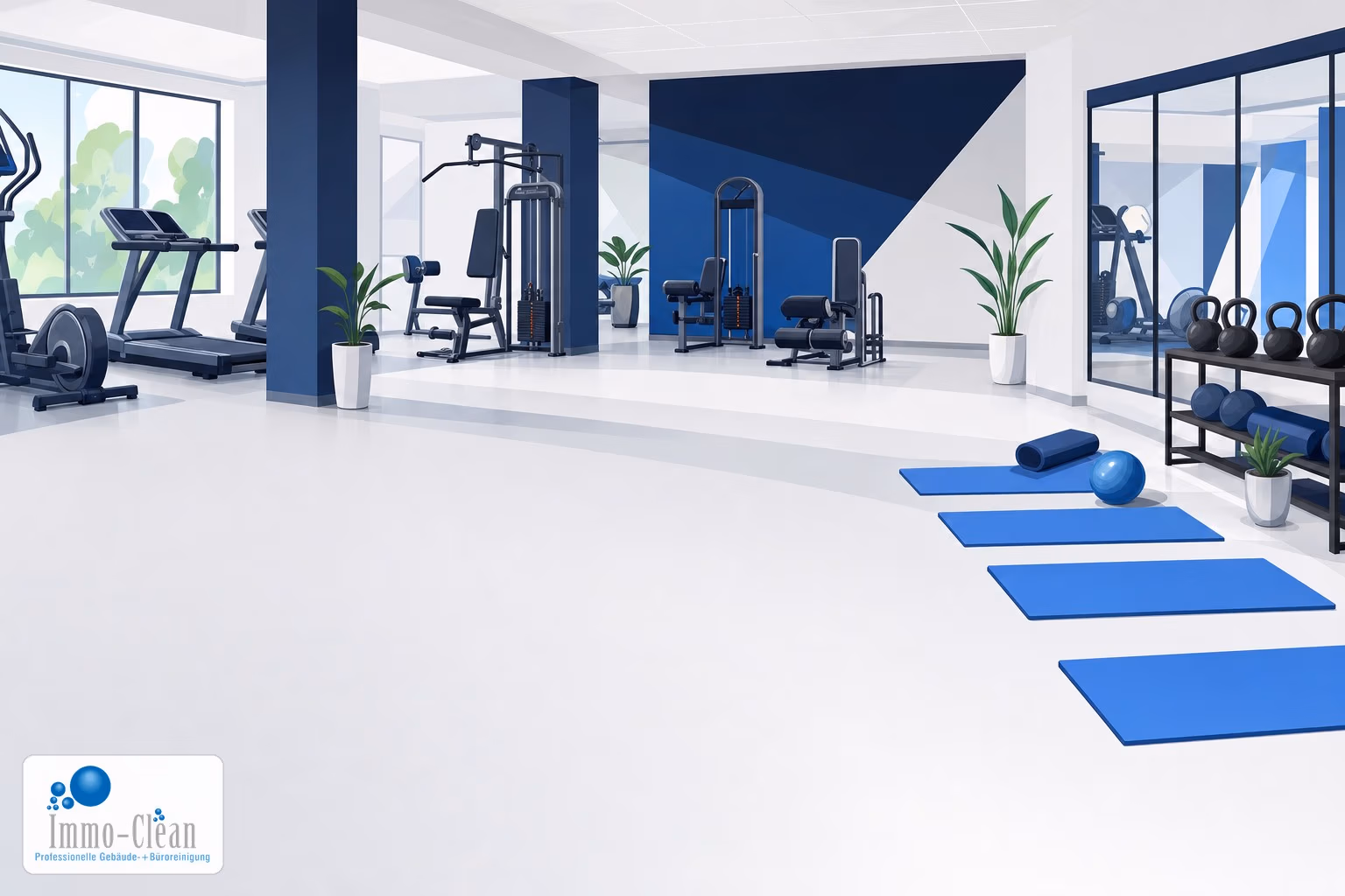 Illustration: Reinigung Fitnessstudio in Berlin nach dokumentierten Qualitätsstandards