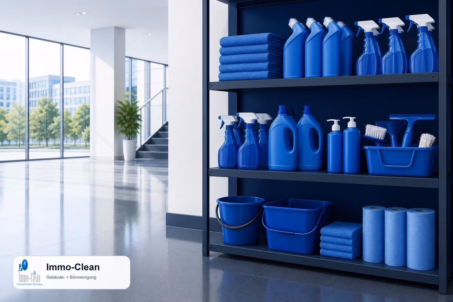 Illustration: Flat, high-quality vector illustration in the corporate design of a professional Berlin building-cleaning company