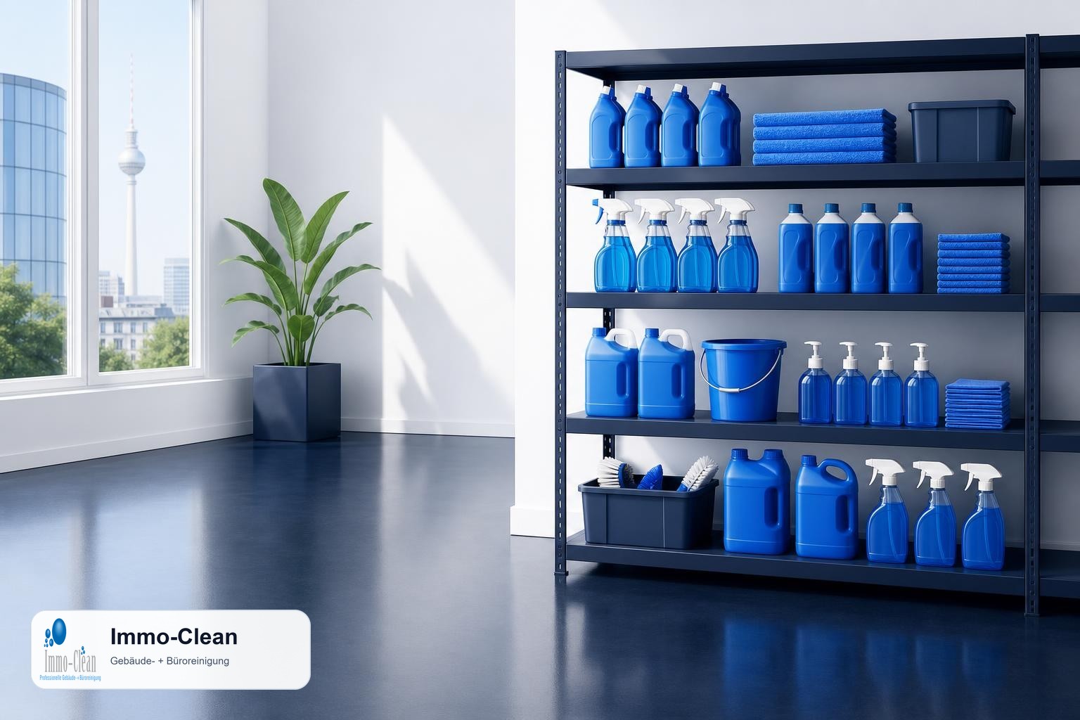 Illustration: Flat, high-quality vector illustration in the corporate design of a professional Berlin building-cleaning company