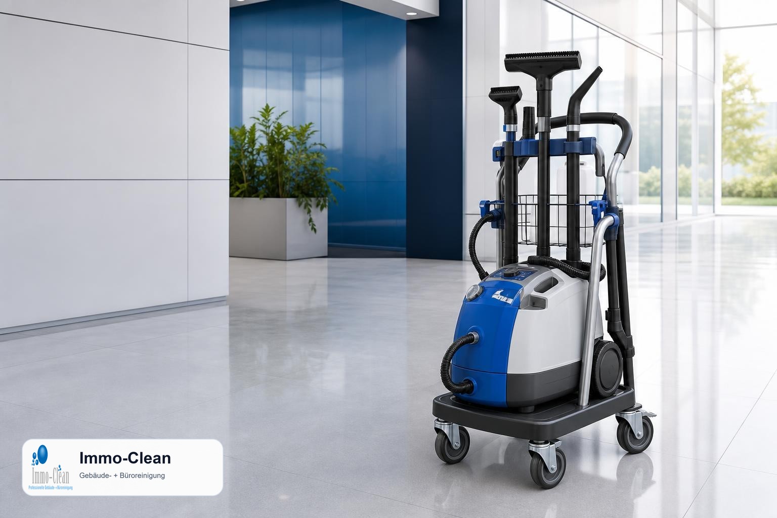 Illustration: Flat, high-quality vector illustration in the corporate design of a professional Berlin building-cleaning company