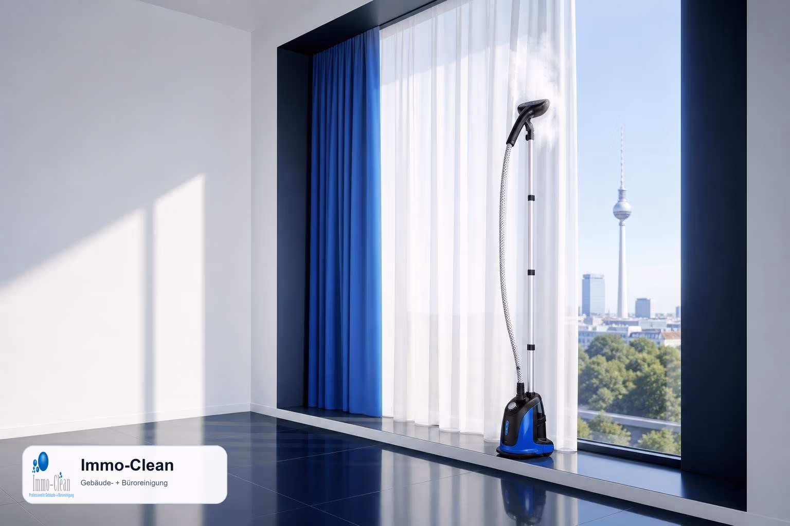 Illustration: Flat, high-quality vector illustration in the corporate design of a professional Berlin building-cleaning company