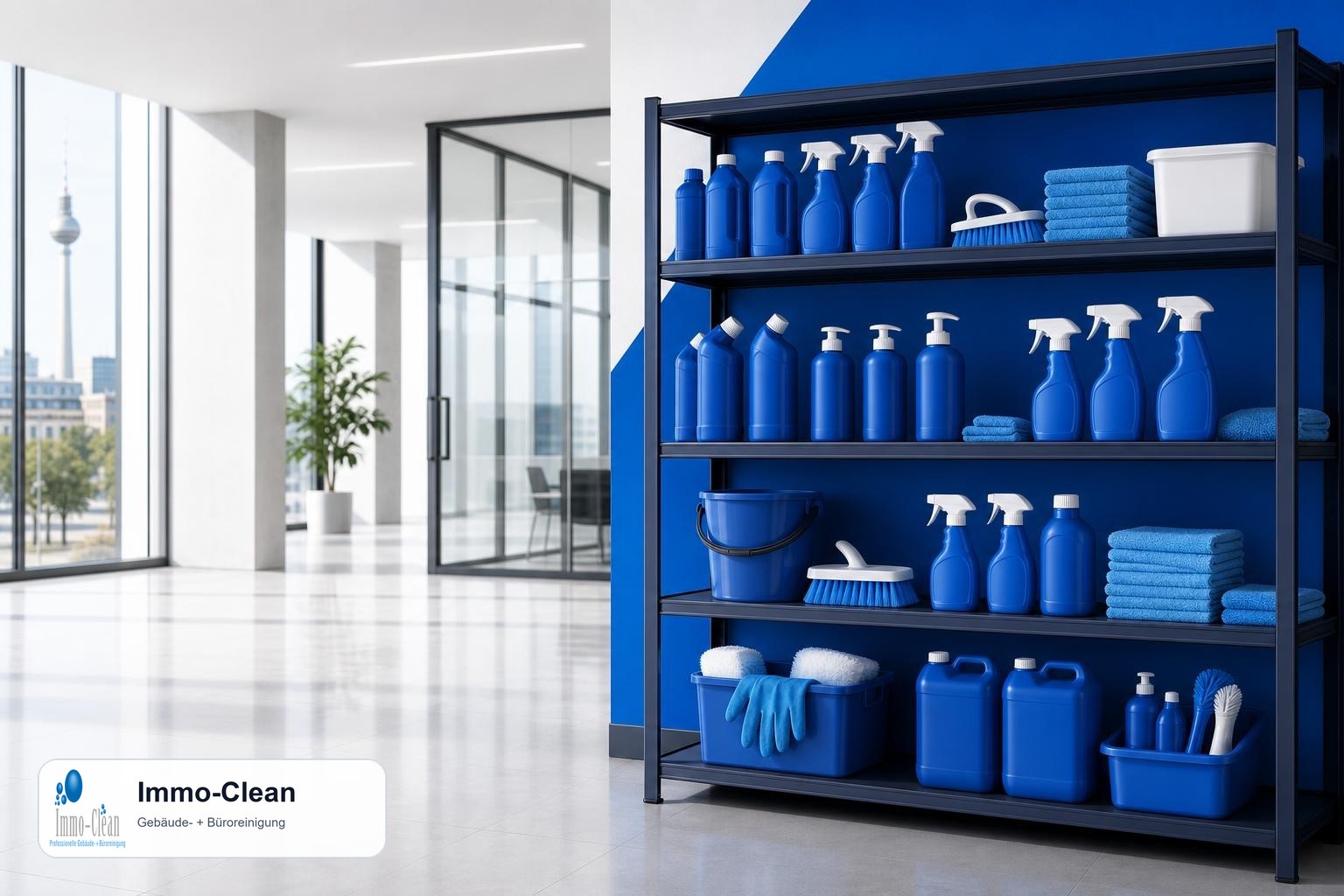 Illustration: Flat, high-quality vector illustration in the corporate design of a professional Berlin building-cleaning company