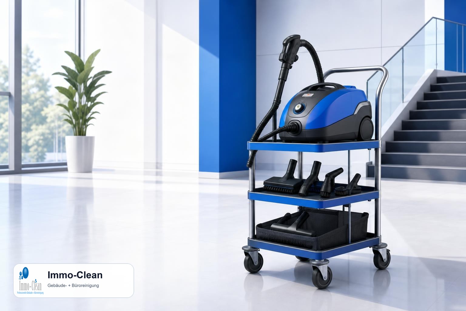 Illustration: Flat, high-quality vector illustration in the corporate design of a professional Berlin building-cleaning company