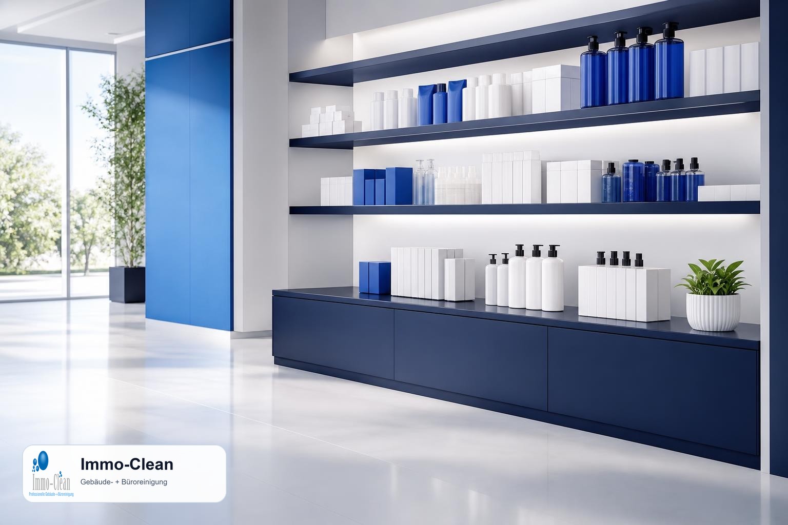 Illustration: Flat, high-quality vector illustration in the corporate design of a professional Berlin building-cleaning company