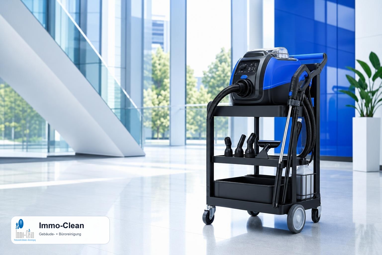 Illustration: Flat, high-quality vector illustration in the corporate design of a professional Berlin building-cleaning company