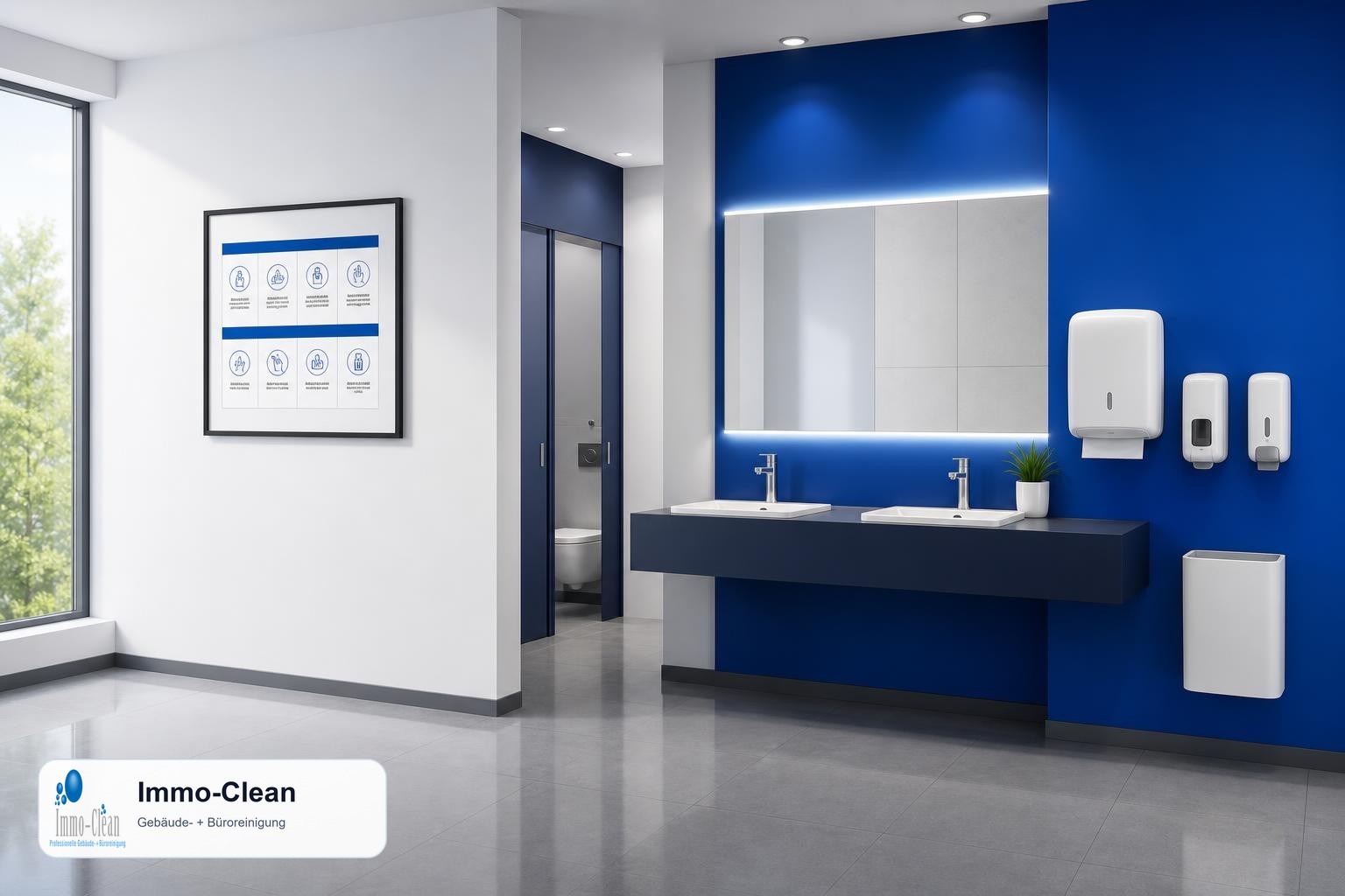 Illustration: Flat, high-quality vector illustration in the corporate design of a professional Berlin building-cleaning company