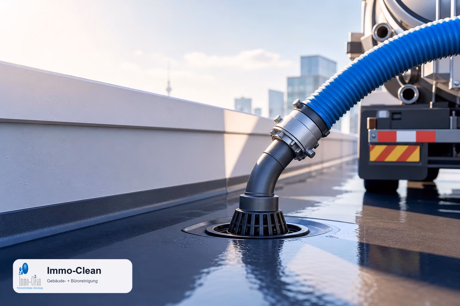 Illustration: Flat, high-quality vector illustration in the corporate design of a professional Berlin building-cleaning company