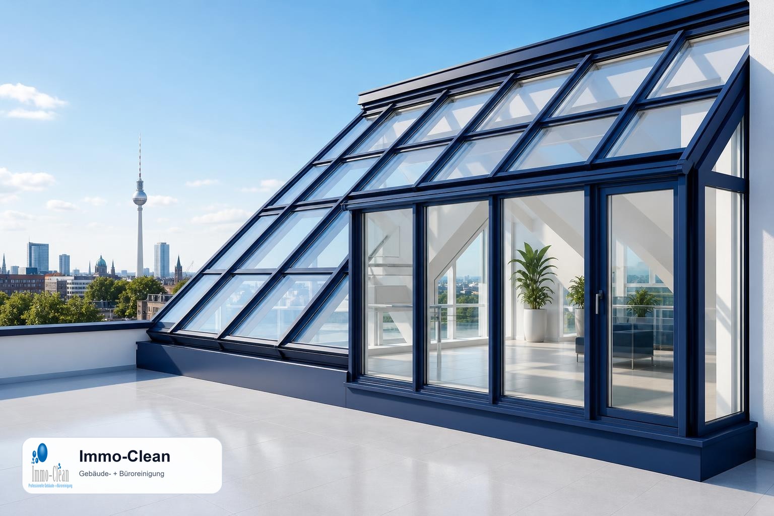 Illustration: Flat, high-quality vector illustration in the corporate design of a professional Berlin building-cleaning company
