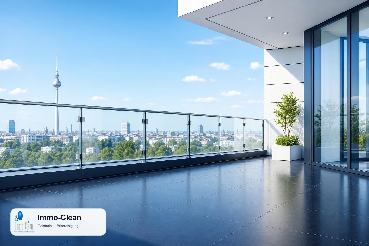 Illustration: Flat, high-quality vector illustration in the corporate design of a professional Berlin building-cleaning company