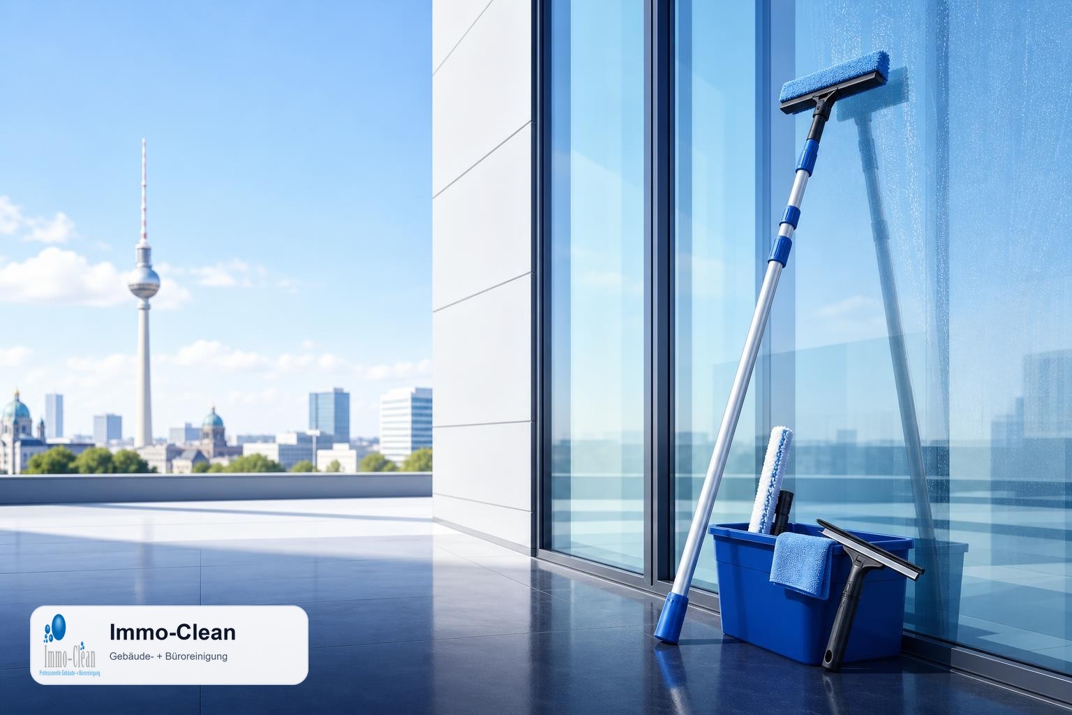 Illustration: Flat, high-quality vector illustration in the corporate design of a professional Berlin building-cleaning company