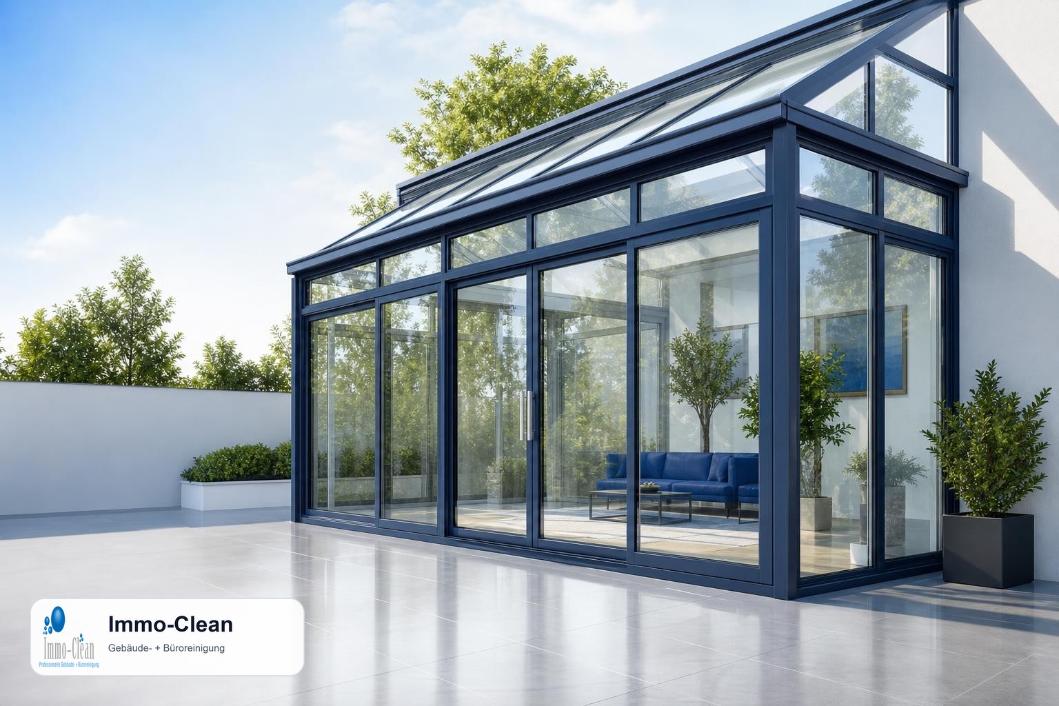 Illustration: Flat, high-quality vector illustration in the corporate design of a professional Berlin building-cleaning company