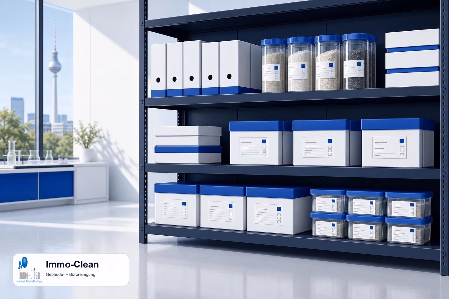 Illustration: Flat, high-quality vector illustration in the corporate design of a professional Berlin building-cleaning company
