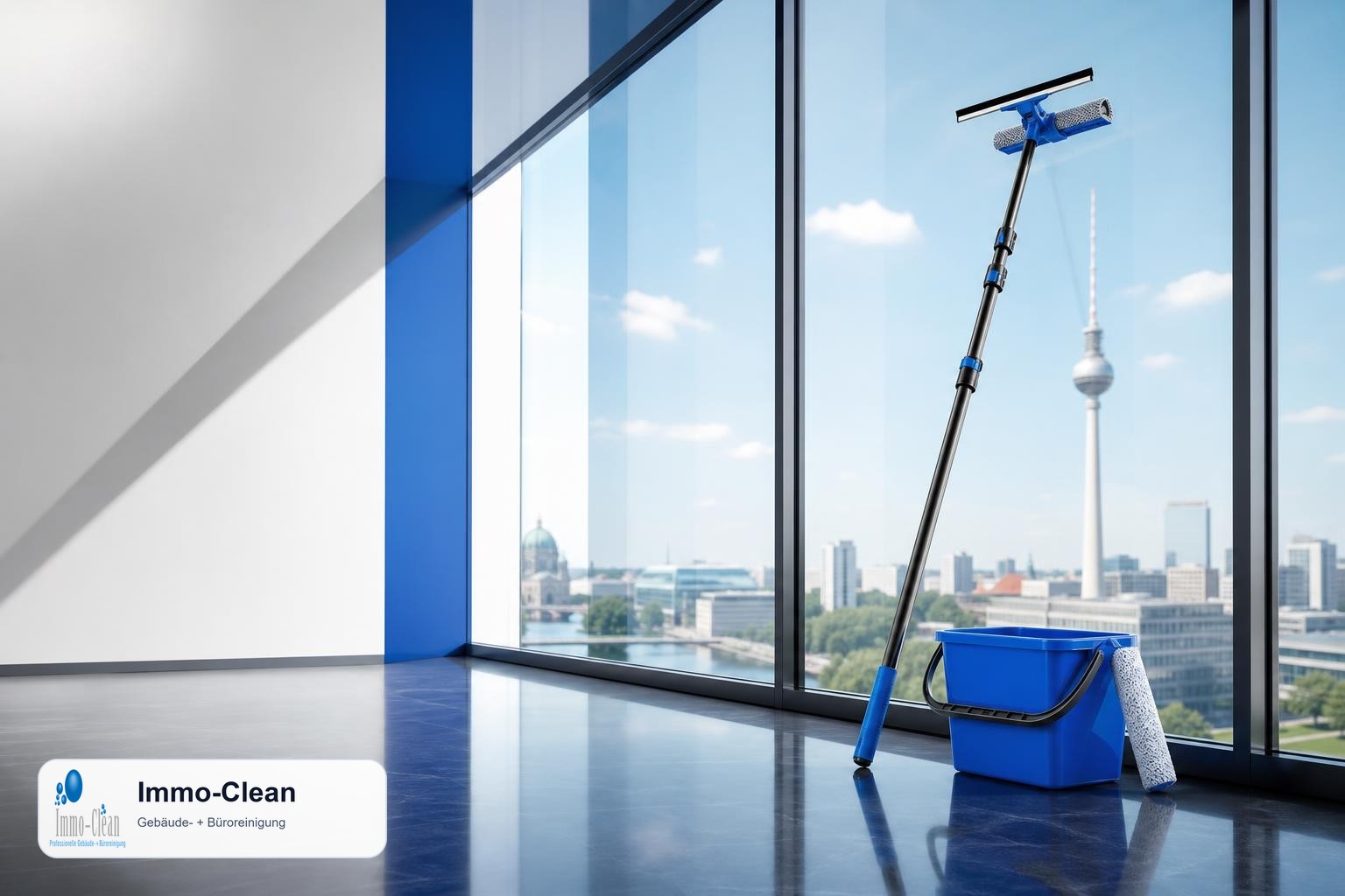 Illustration: Flat, high-quality vector illustration in the corporate design of a professional Berlin building-cleaning company