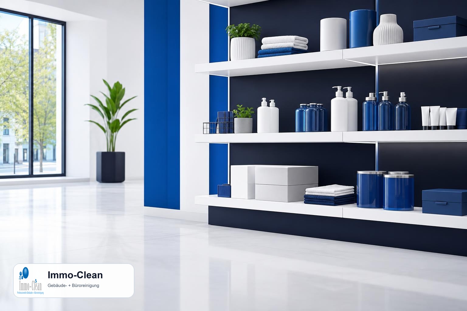 Illustration: Flat, high-quality vector illustration in the corporate design of a professional Berlin building-cleaning company