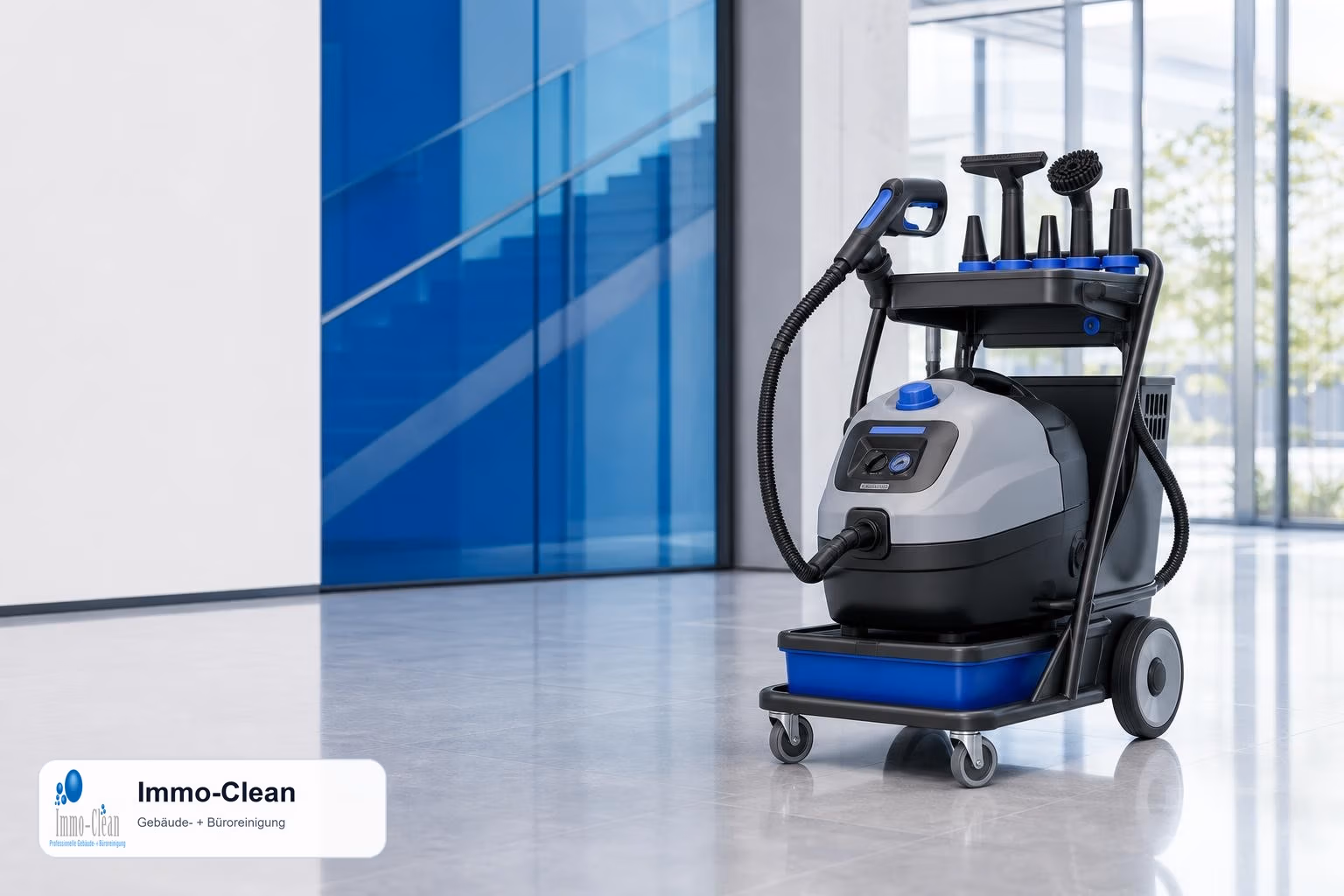 Illustration: Flat, high-quality vector illustration in the corporate design of a professional Berlin building-cleaning company