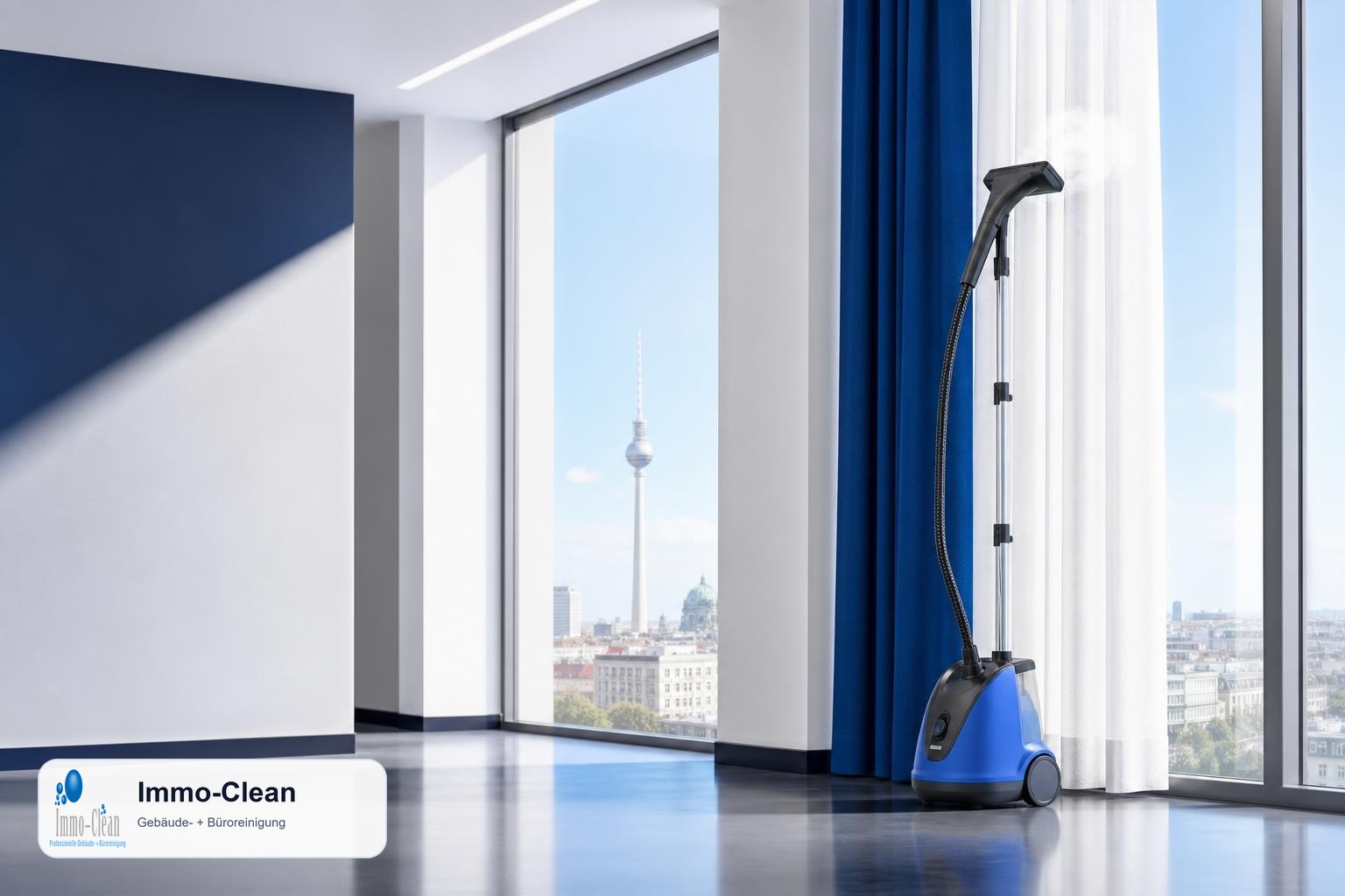 Illustration: Flat, high-quality vector illustration in the corporate design of a professional Berlin building-cleaning company