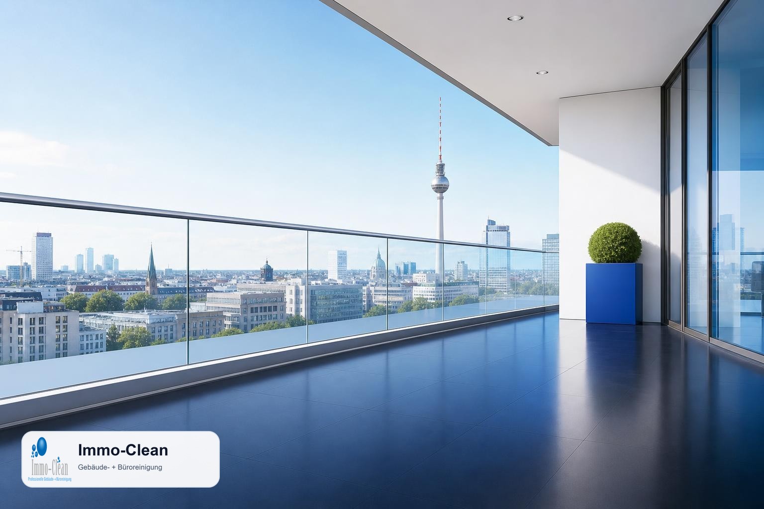Illustration: Flat, high-quality vector illustration in the corporate design of a professional Berlin building-cleaning company