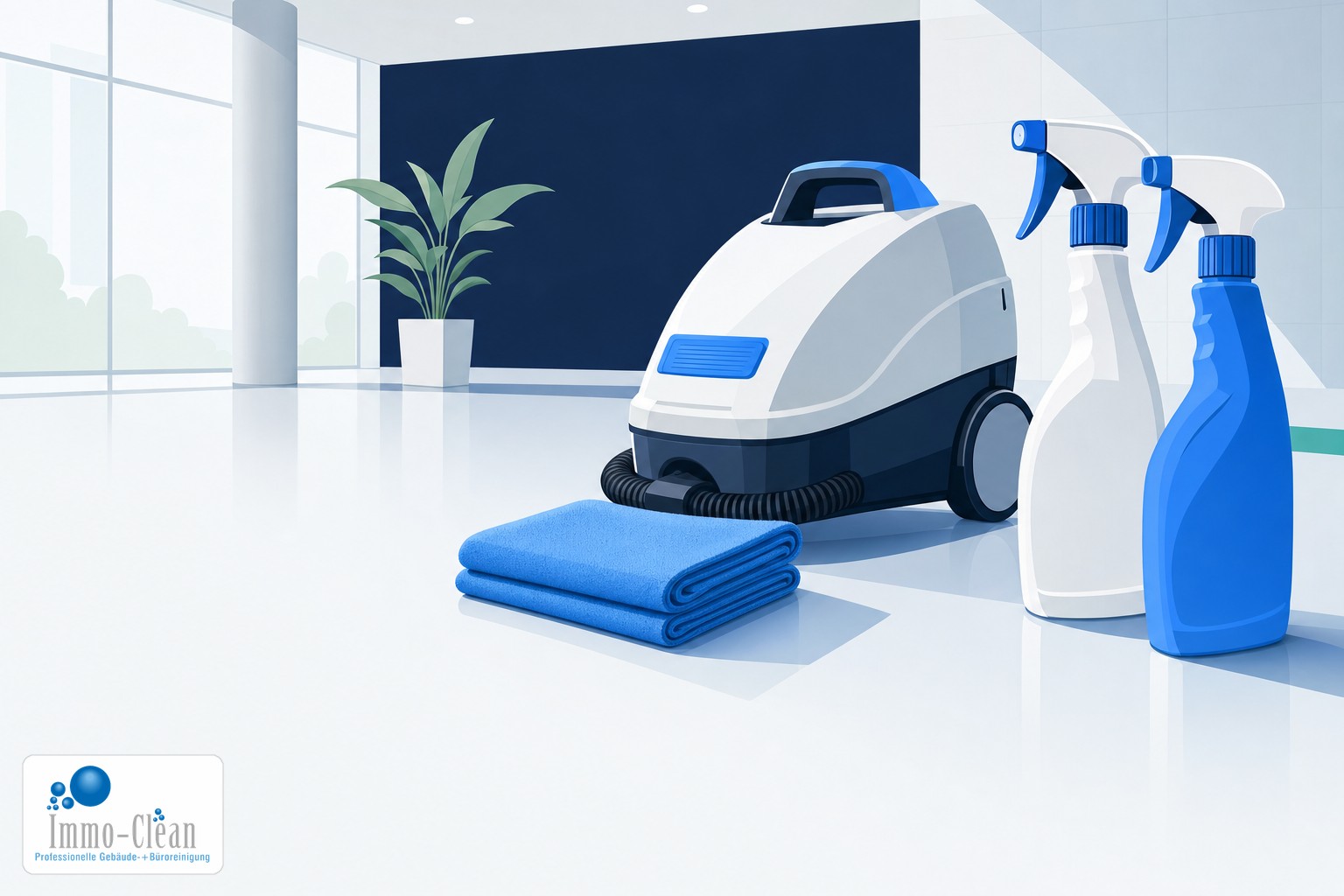 Illustration: Professionelles Equipment und Material für die Agenturreinigung